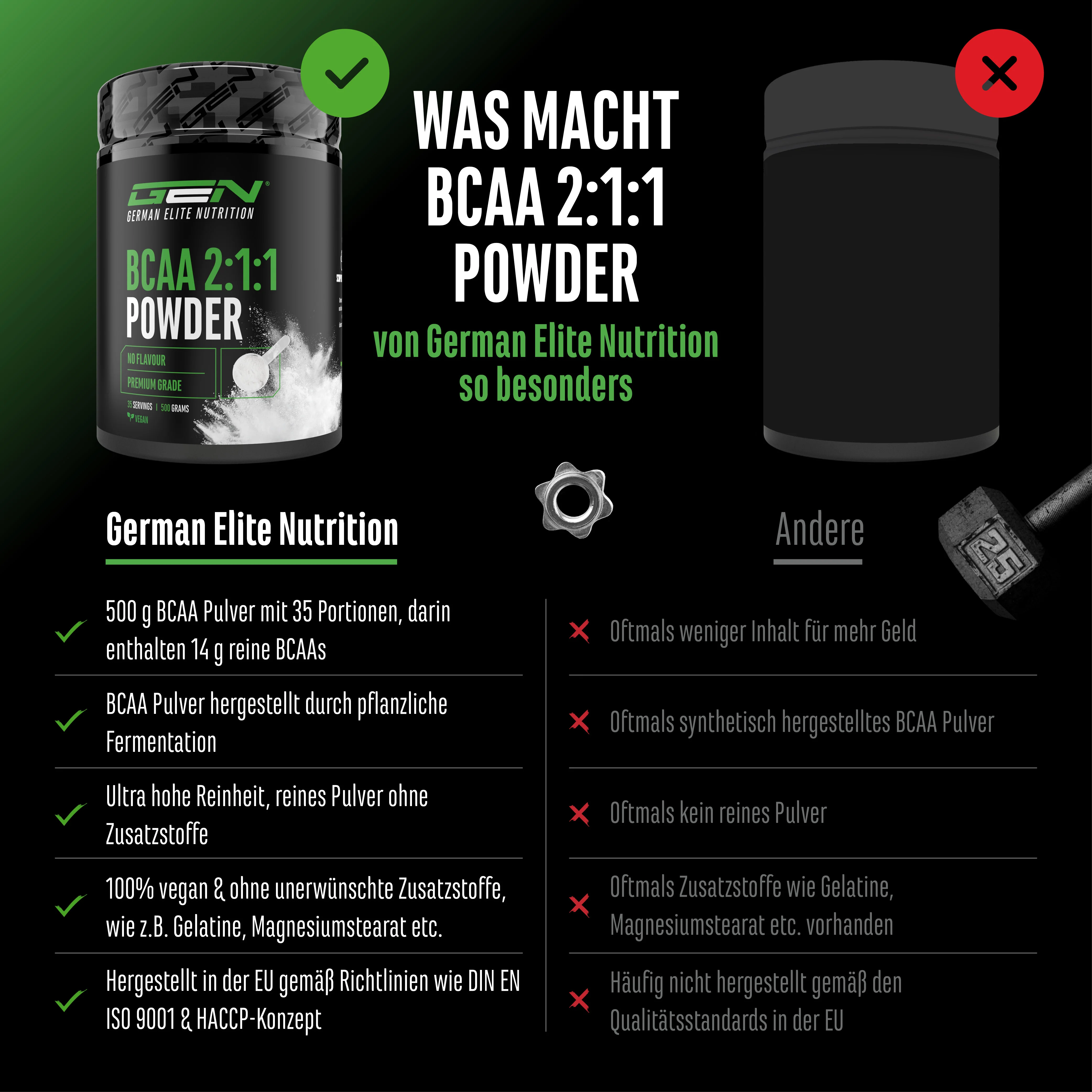 GEN BCAA 2:1:1 Pulver - Neutral, 500 g - Image 4