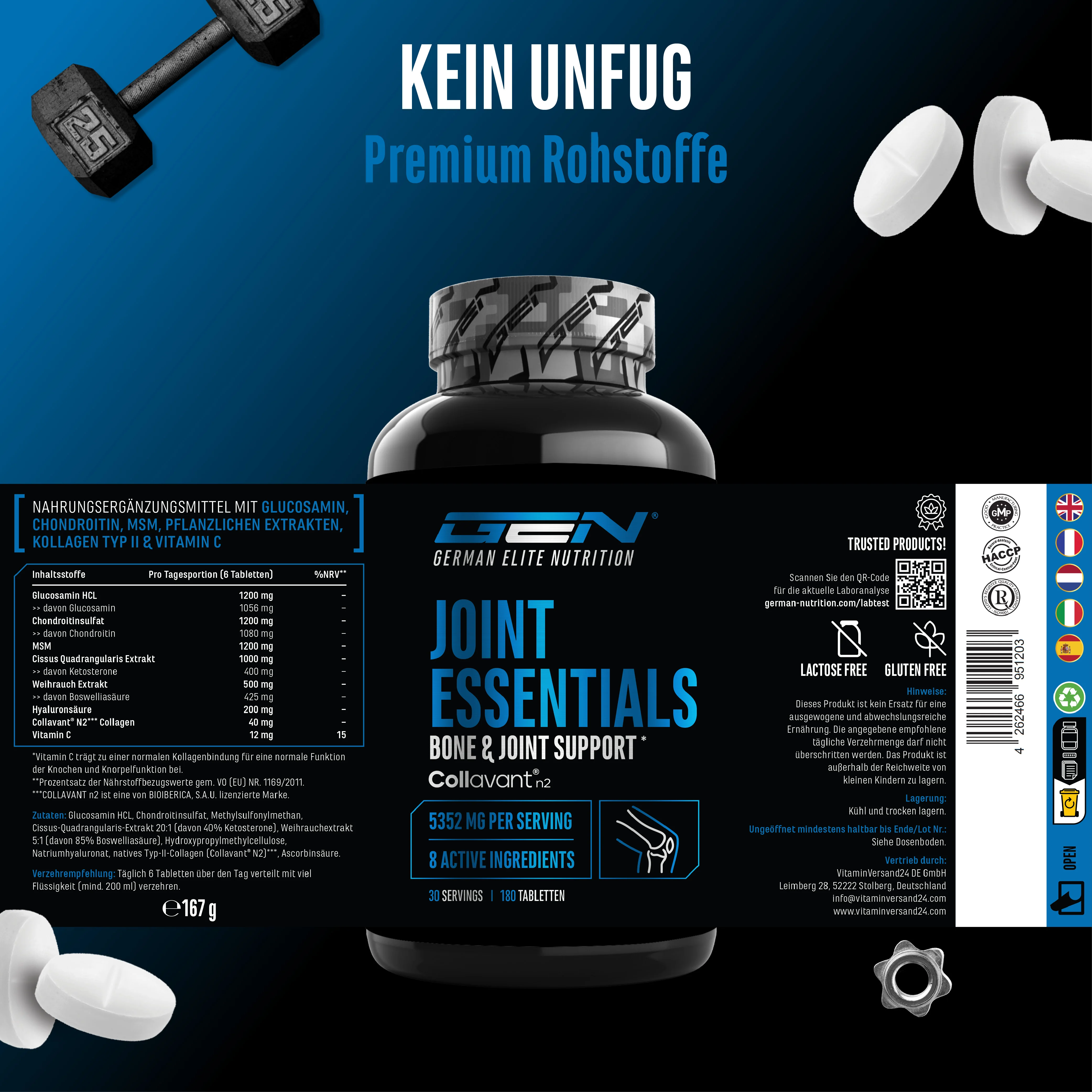 Joint Essentials - 8 Wirkstoffe, 180 Tabletten - Image 6