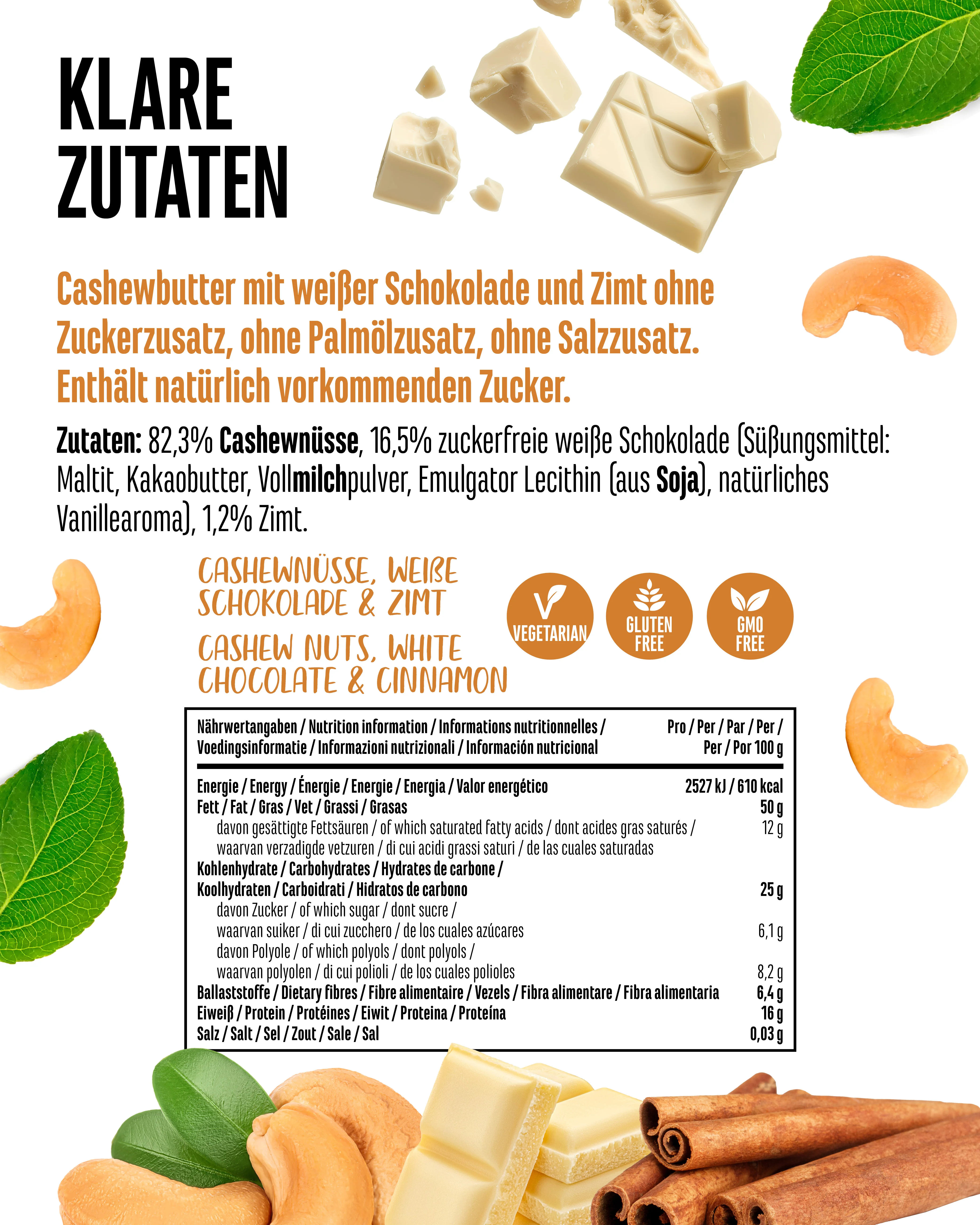 Cashew Butter - Weiße Schokolade & Zimt, 1000 g - Image 4