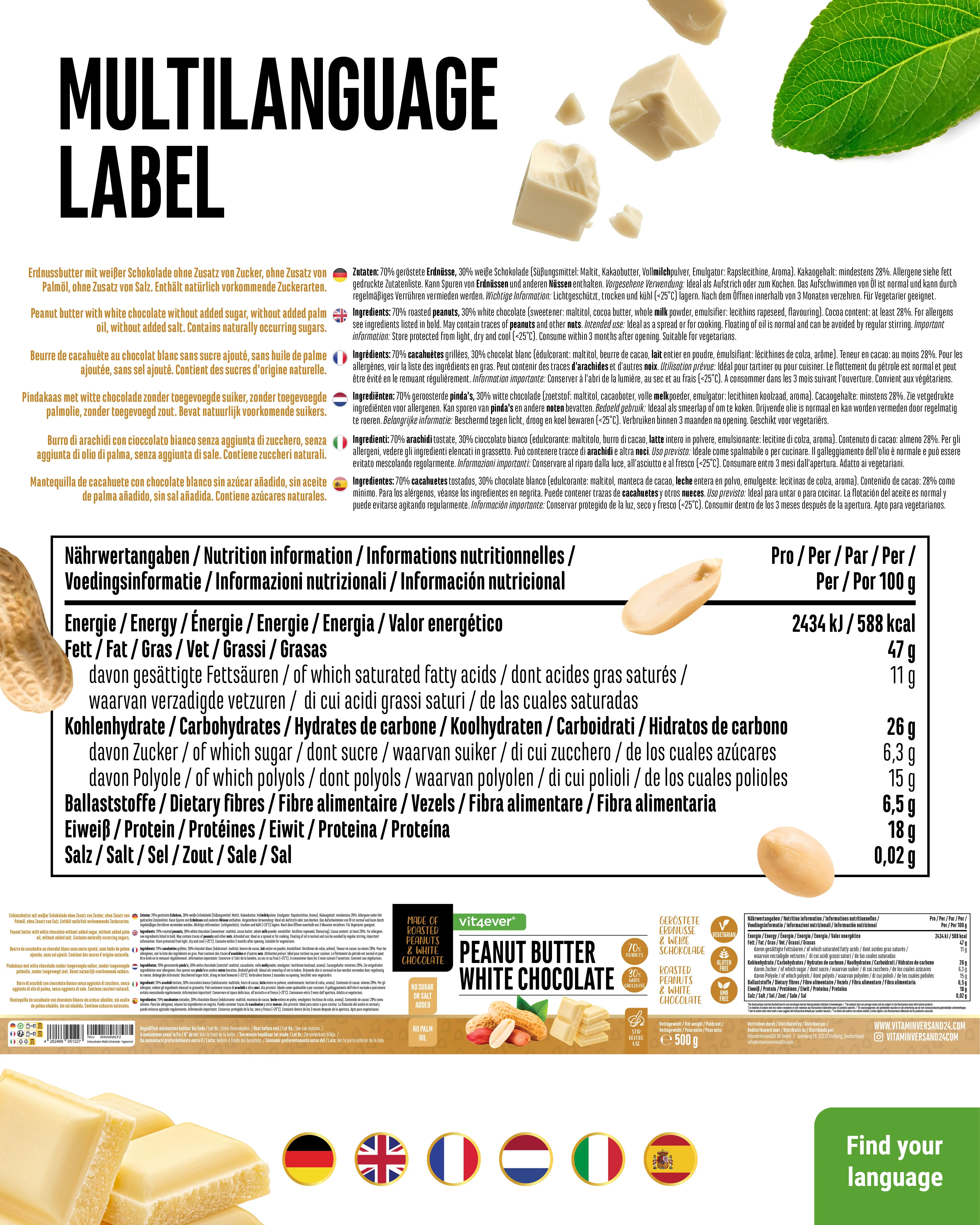 Erdnuss + weiße Schokolade, 500 g - Image 5