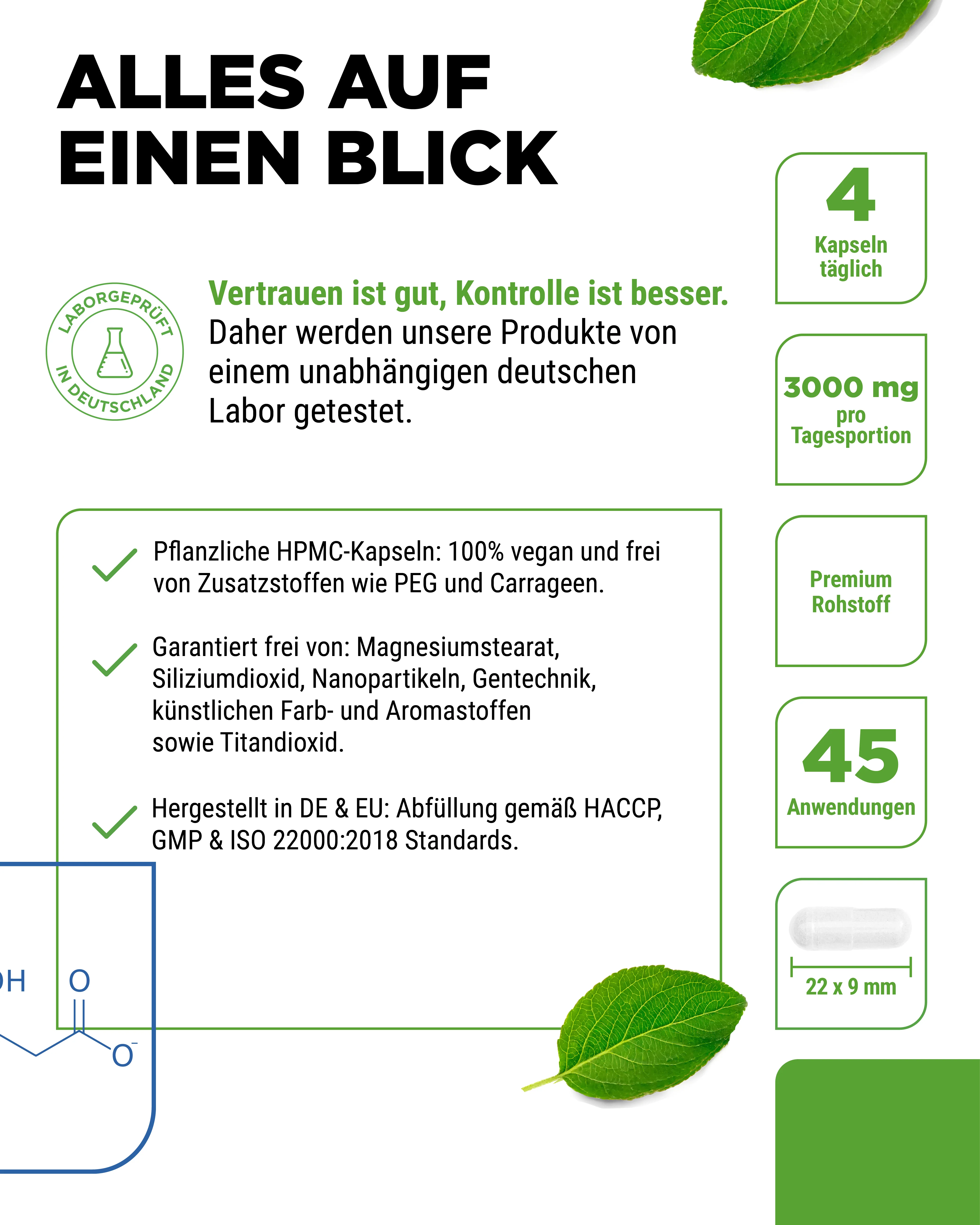 L-Carnitin - 180 vegane Kapseln, 100% L-Carnitin Tartrat ohne Zusätze - Image 4