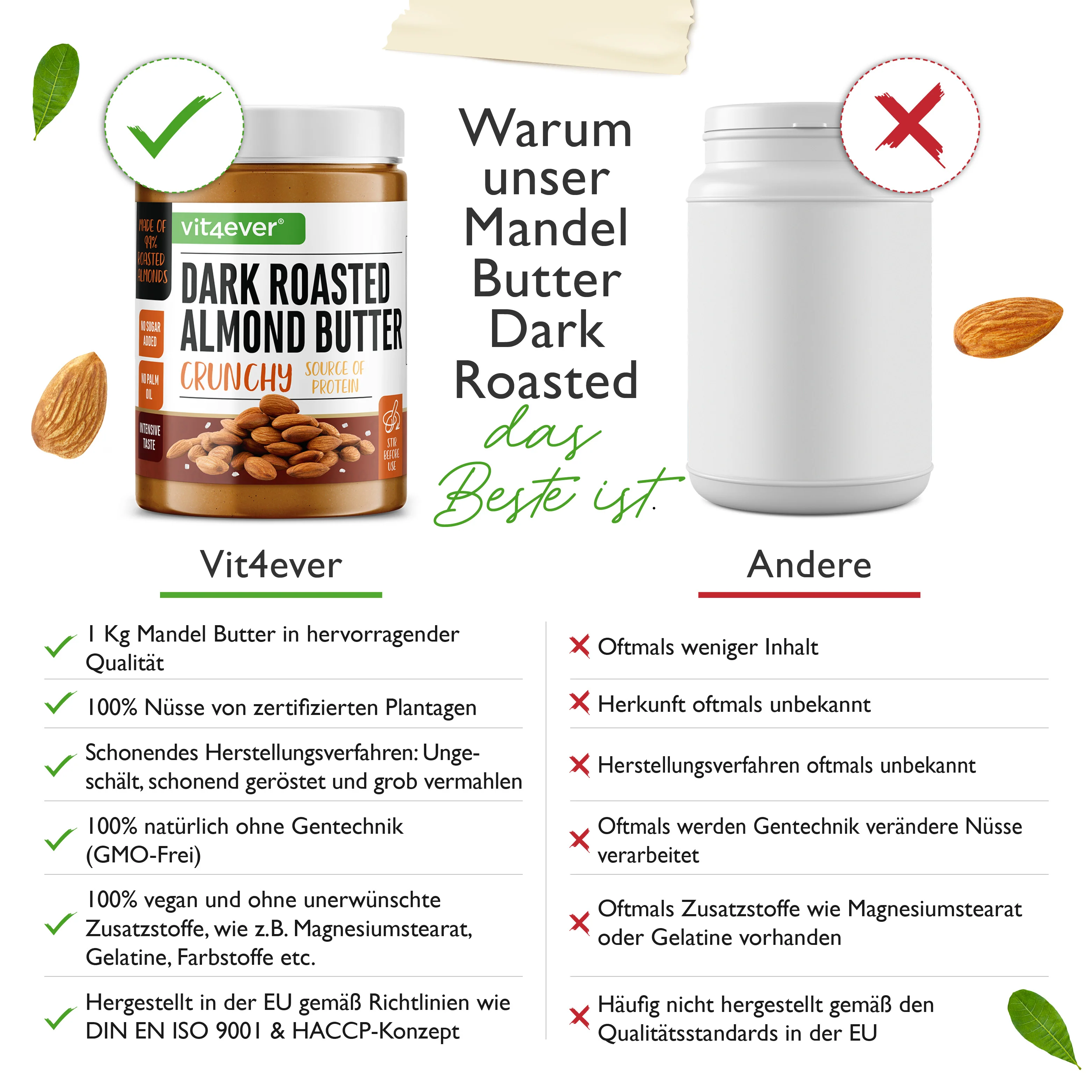 100% Mandelmus (Dark Roasted Crunchy)1000 g - Image 3