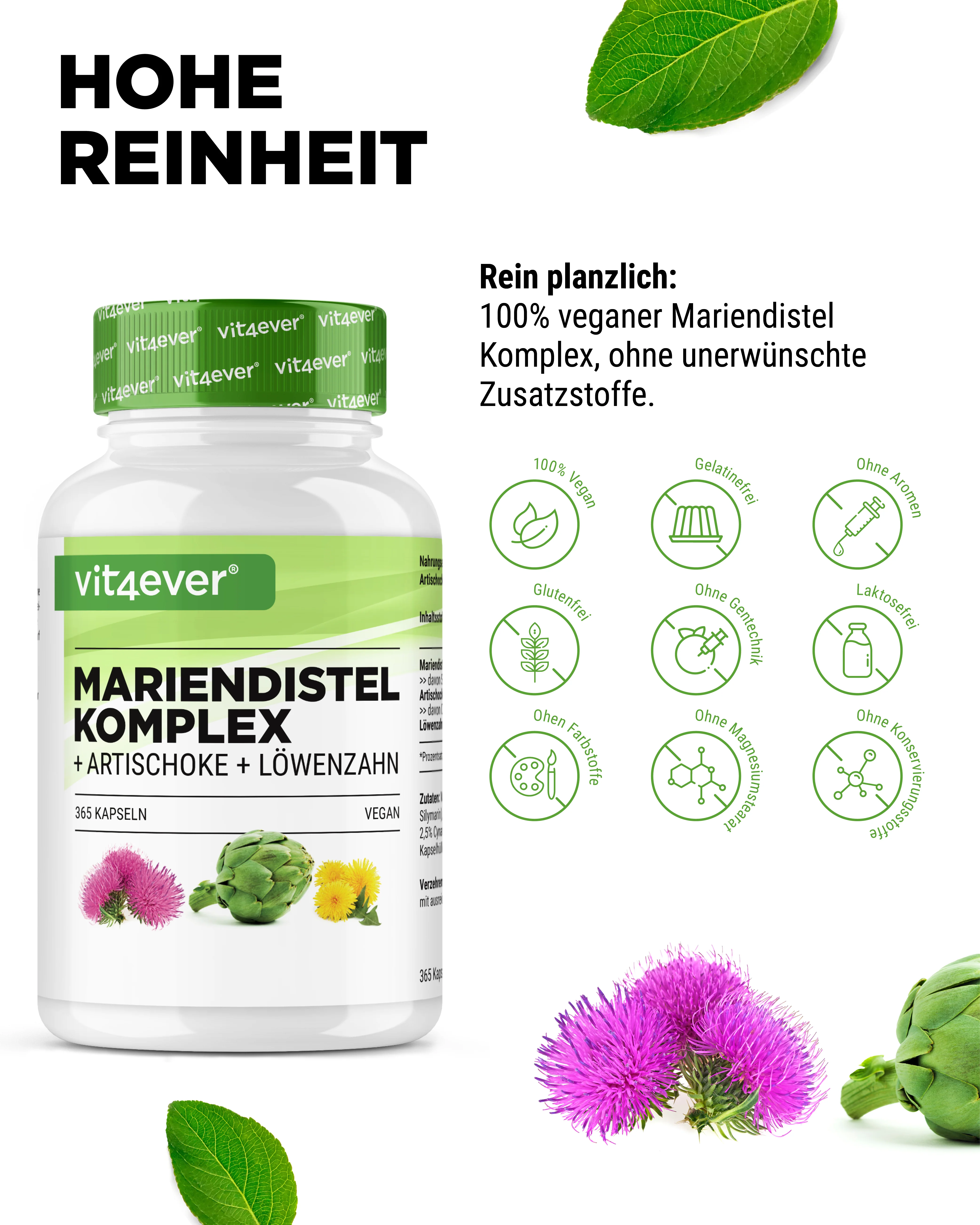 Mariendistel Artischocken Löwenzahn Komplex - 365 Kapseln - Image 3