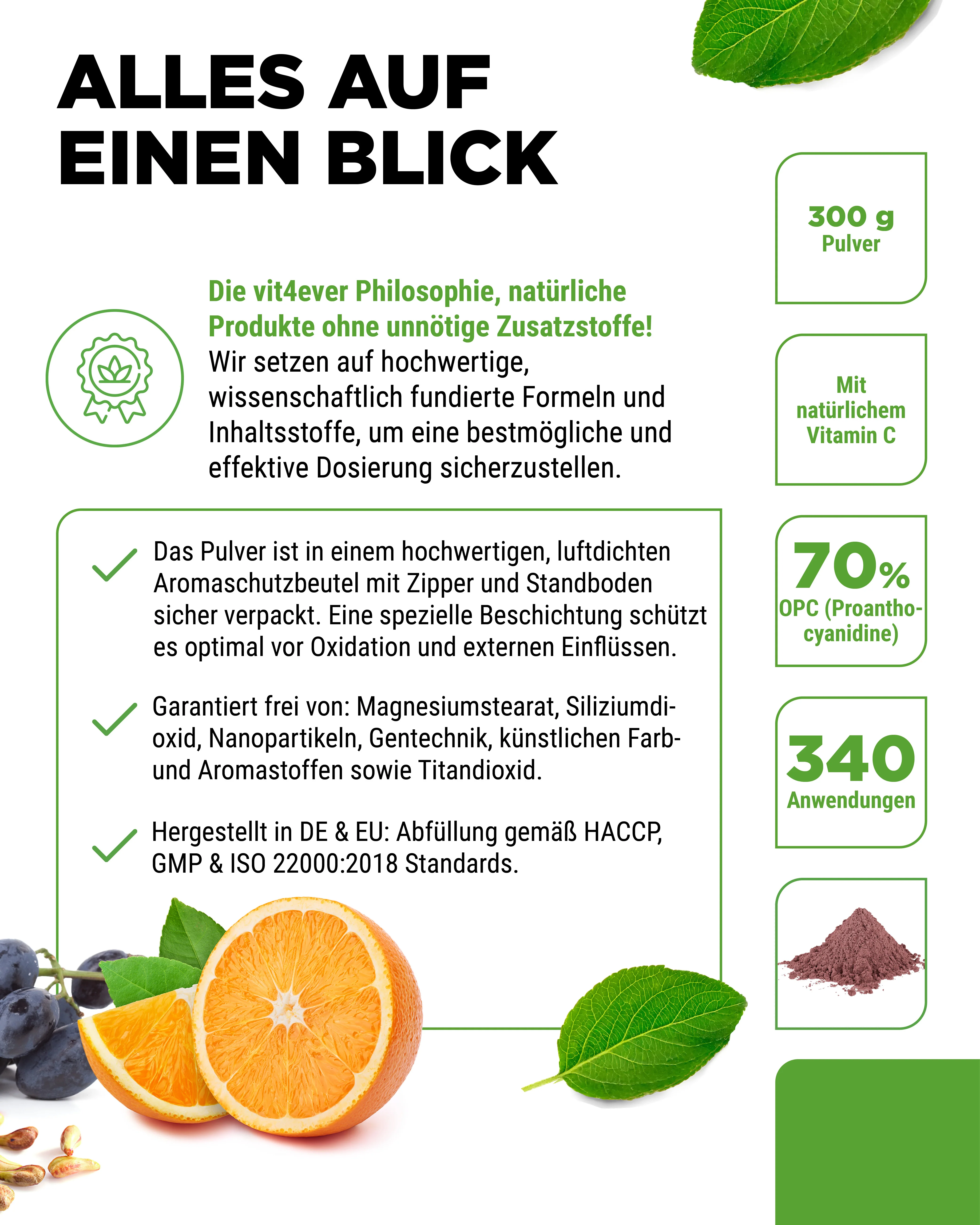 OPC Traubenkernextrakt + Vitamin C Pulver - Image 4