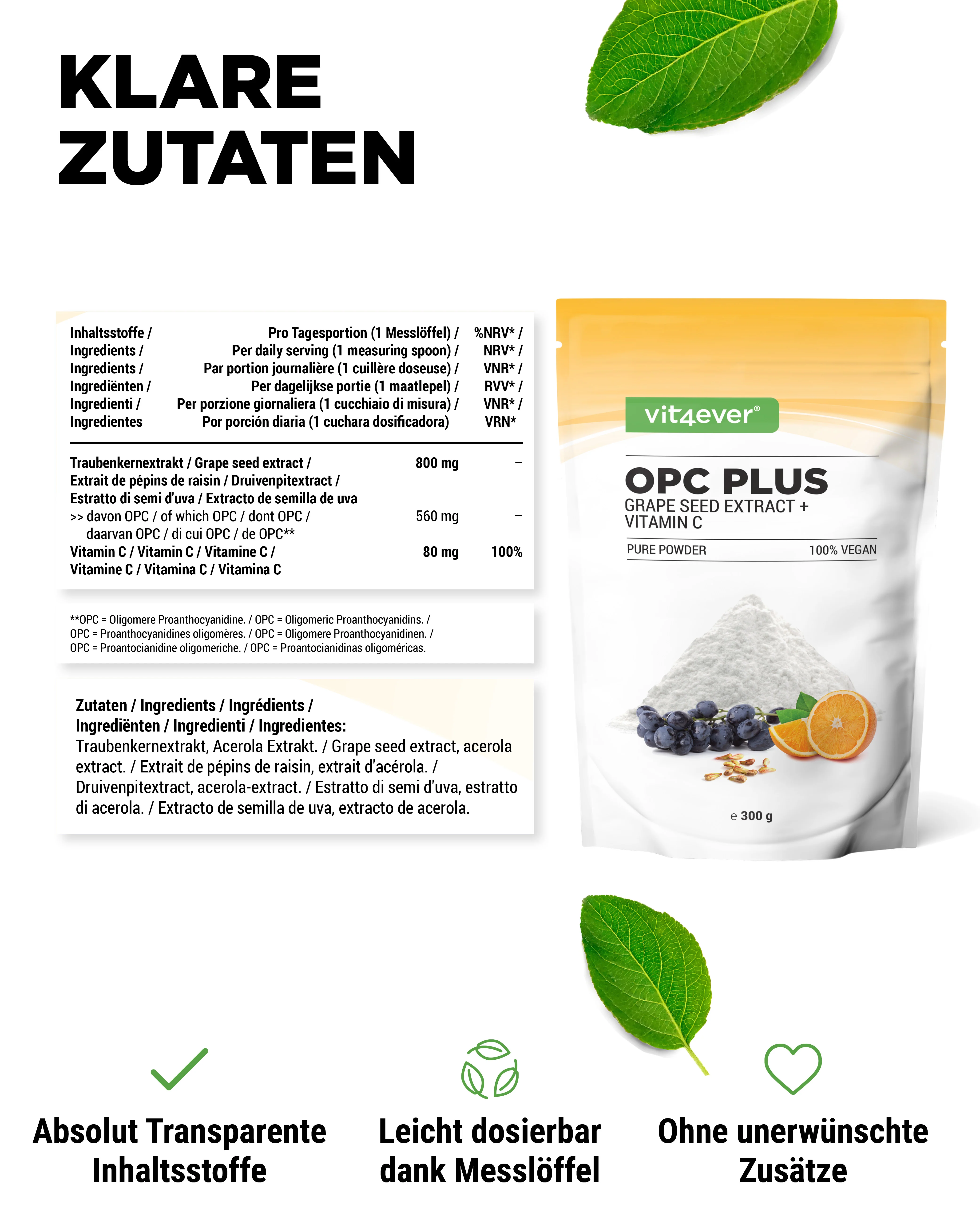 OPC Traubenkernextrakt + Vitamin C Pulver - Image 5