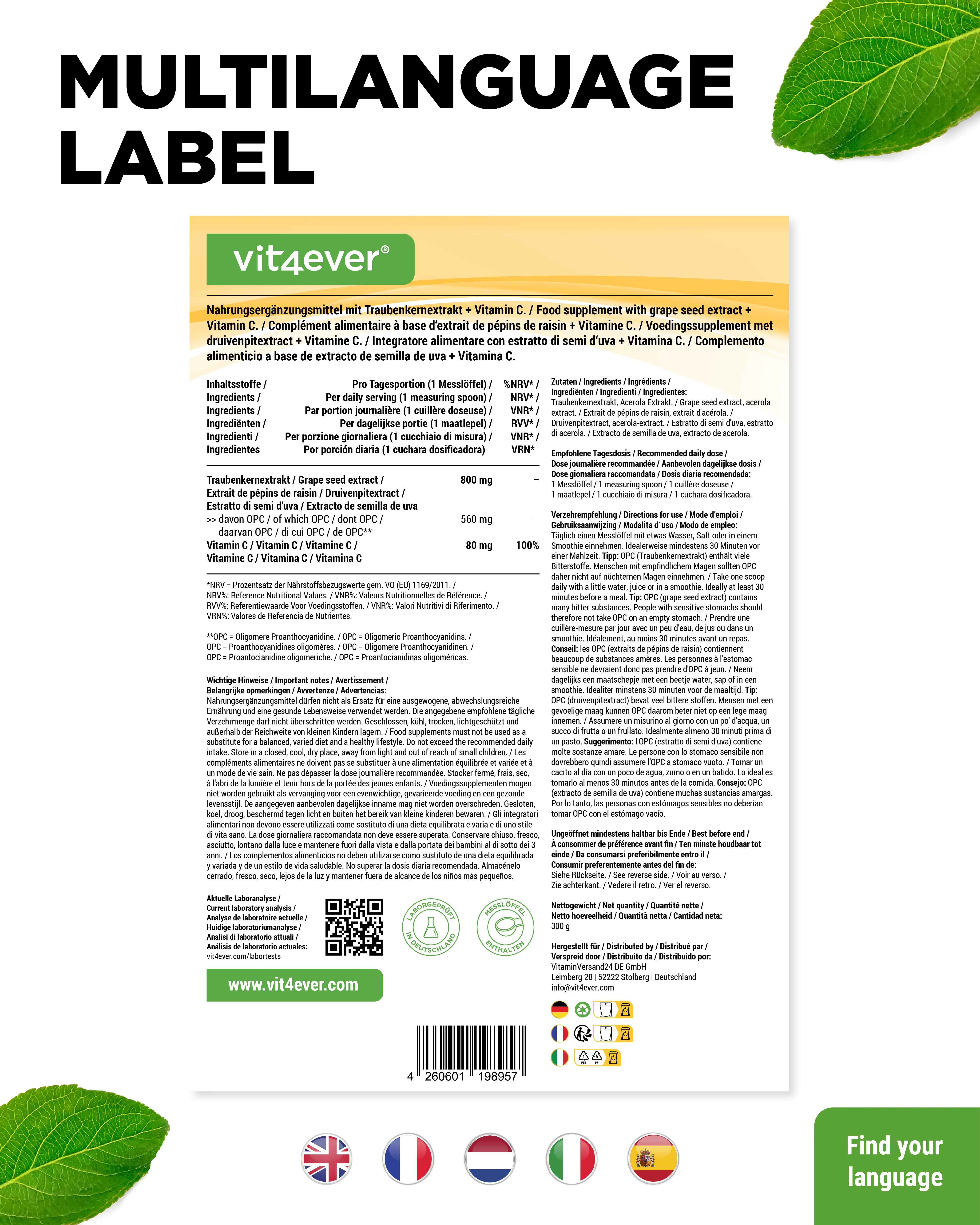 OPC Traubenkernextrakt + Vitamin C Pulver - Image 6