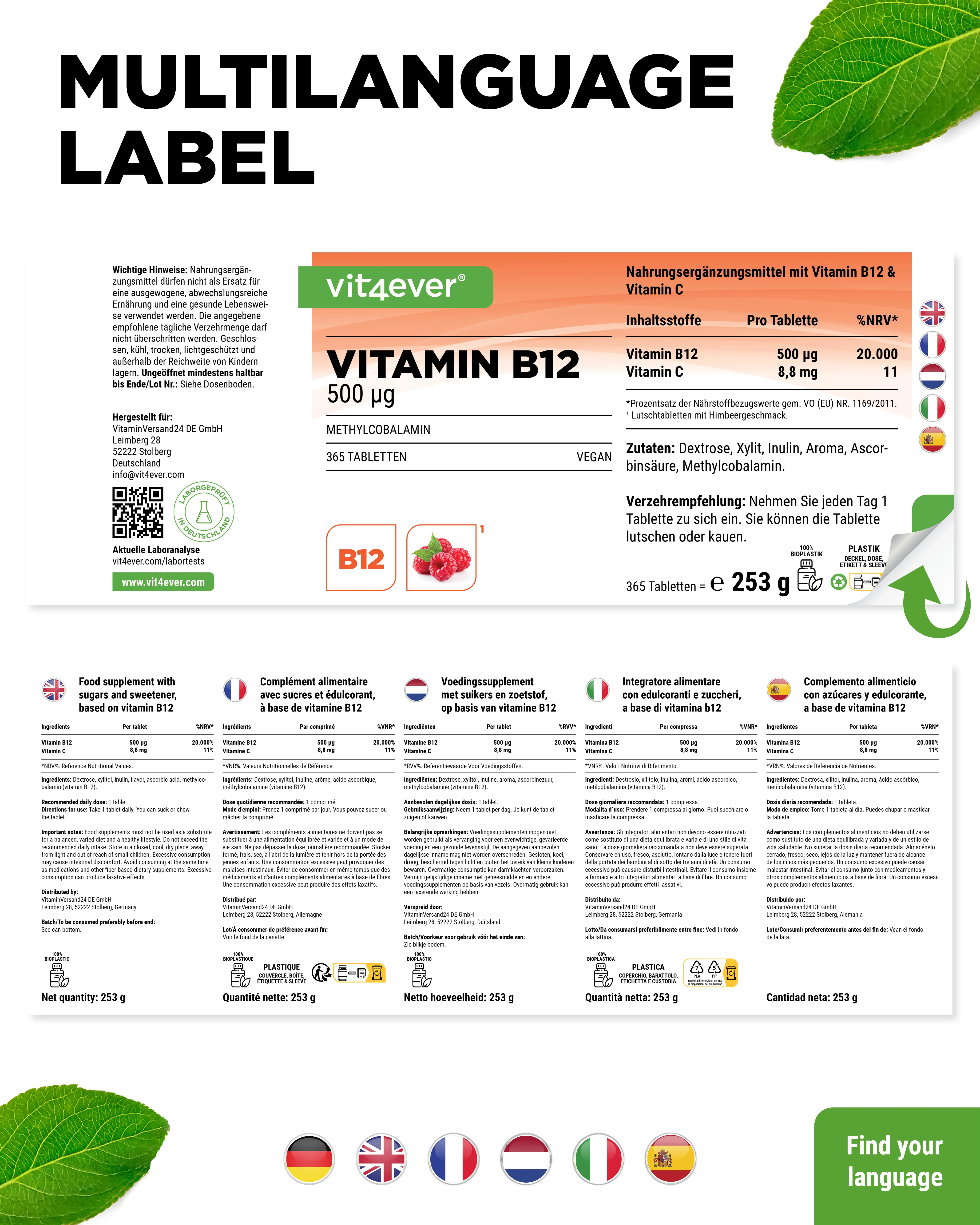Vitamin B12 - 500  mcg -  Himbeergeschmack - Image 6