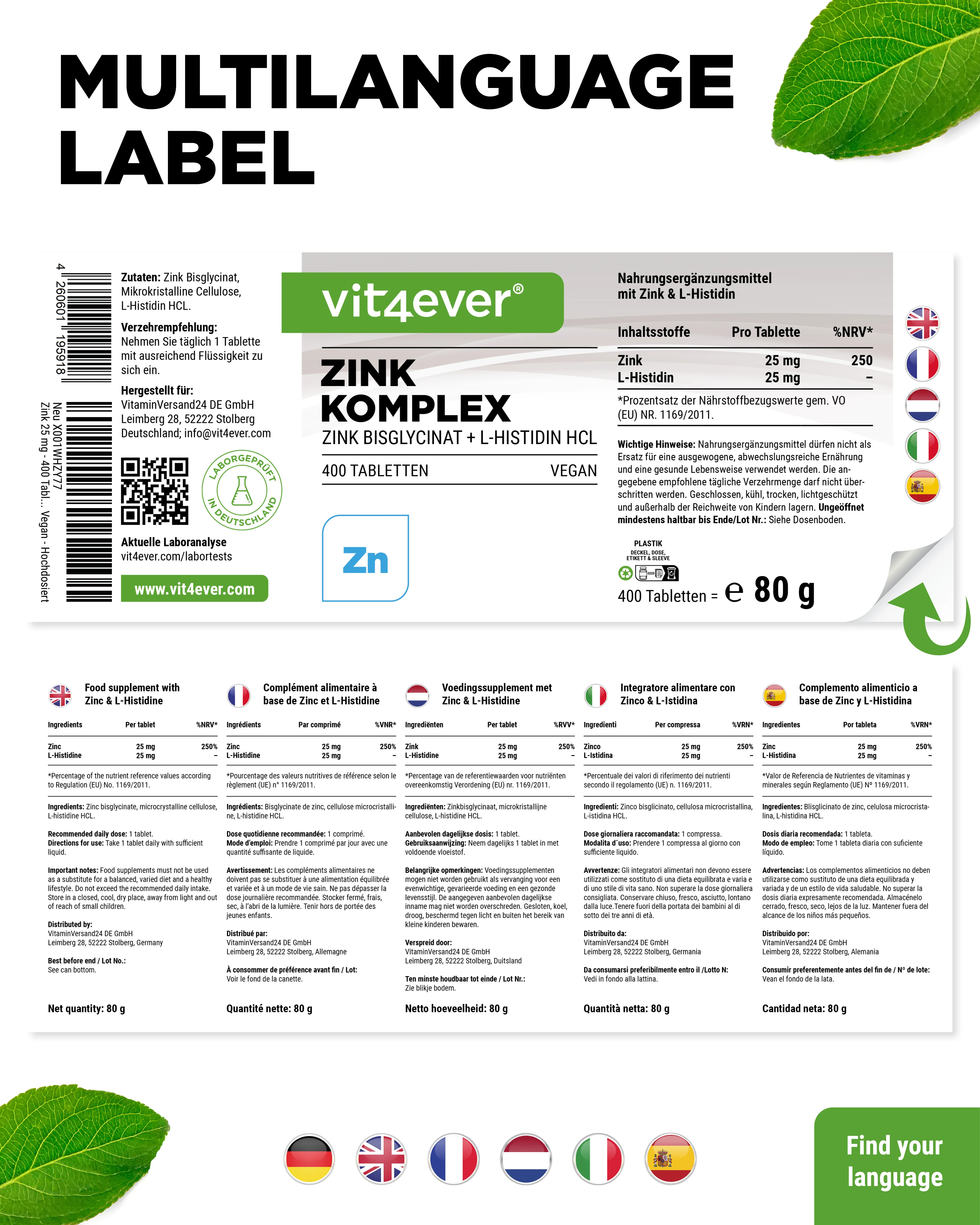 Zink 25 mg Komplex mit Bisglycinat + L-Histidin - Image 6